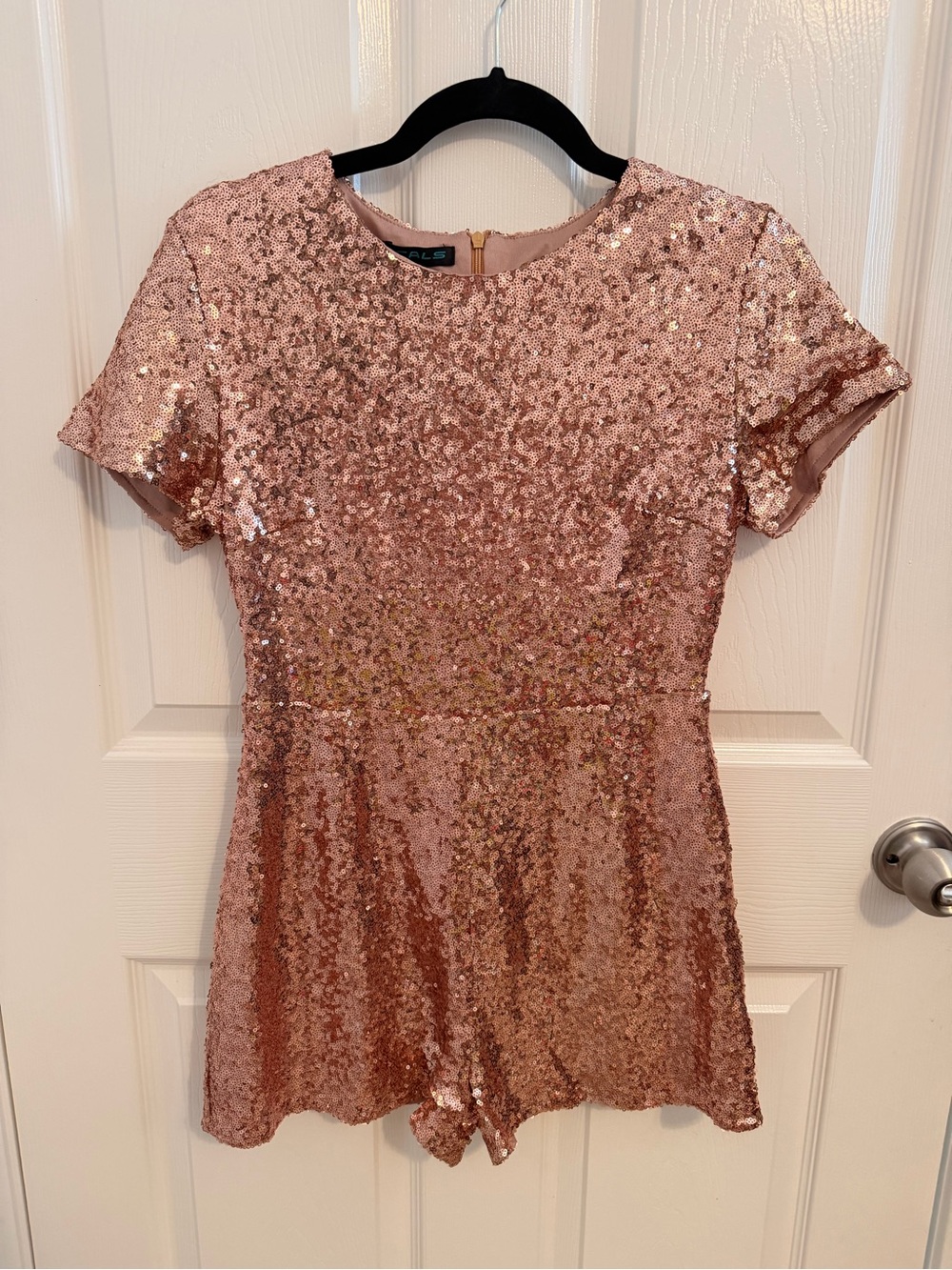 Cals Rose Gold Sequin Crop Top Romper